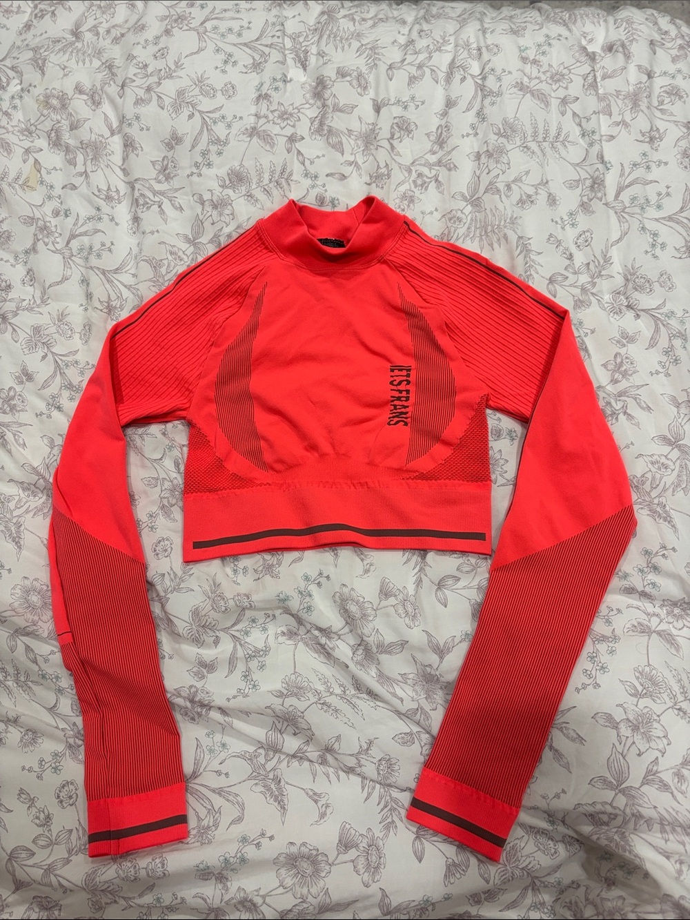 Red Cropped Athletic Long Sleeve Top